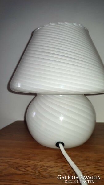 1970' 22.5Cm handmade murano venini Vetri style swirl screw mushroom glass table lamp vintage