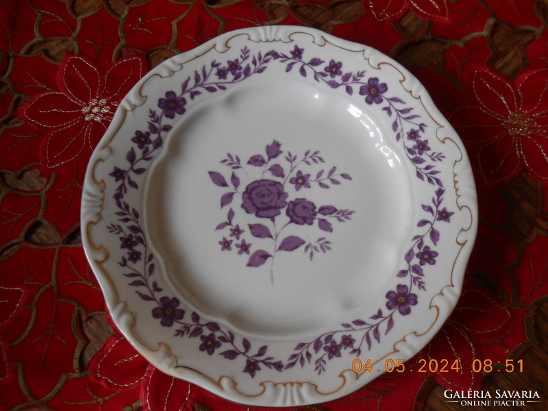 Zsolnay purple rose pattern cake plate