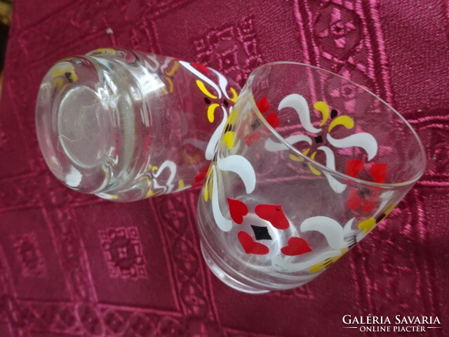 Liqueur glass with colored sticker, two pieces. He has!