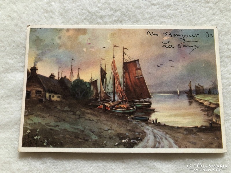Antique, old ship postcard -10.
