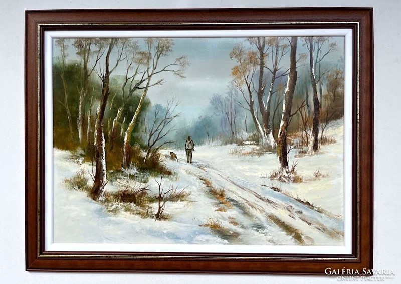István Reinhardt (1936 - ) forest road 50x70cm + frame