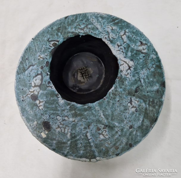 Mihály Béla jelzett iparművészeti mázas kerámia ikebana váza hibátlan állapotban