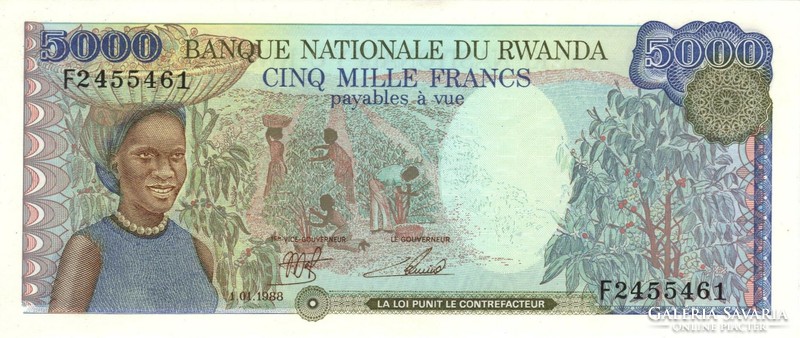 5000 Frank Franc 1988 Rwanda unc