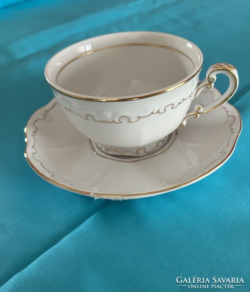 Zsolnay gold feathered tea cup and saucer