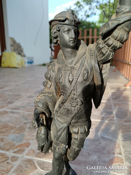 50 Cm .-Es antique bronzed spaiater statue, slide