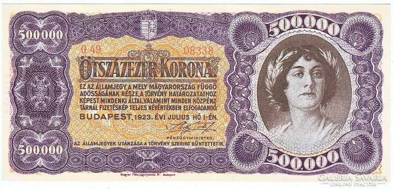 Magyarország 500000 korona REPLIKA  1923 UNC