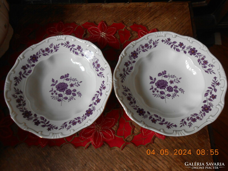 Zsolnay purple rose pattern deep plate