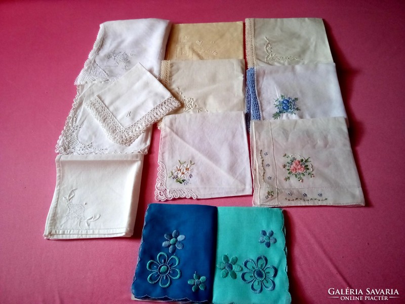 12 antique embroidered handkerchiefs xx se