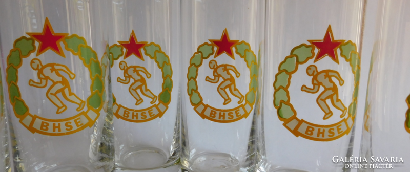 Honvéd -BHSE- poharak vörös csillagos logóval - 6 darab