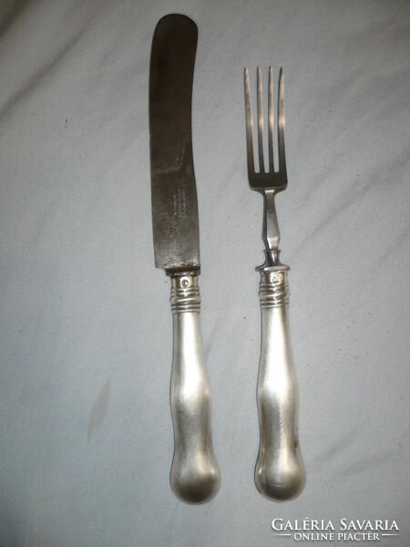 Antique silver handle fork knife