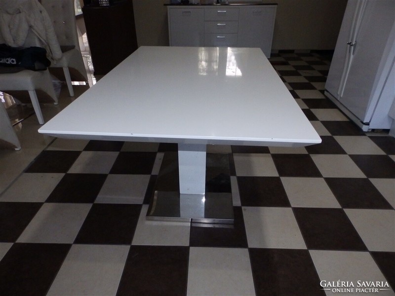 Dining table, glossy white, fixed 140 x 90