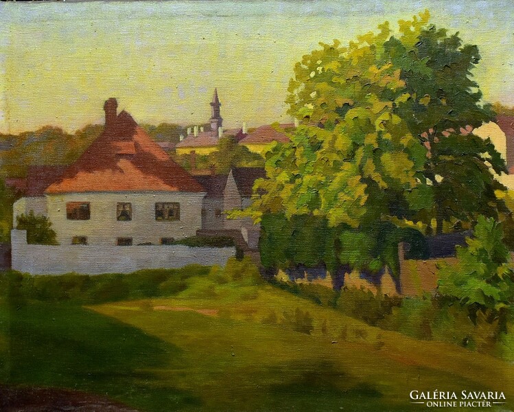 1926 Jh (?): With label: view of a small town in Transylvania