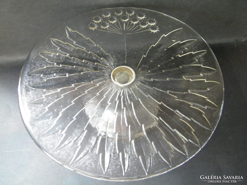 Vintage Scandinavian style cast glass cake plate with base