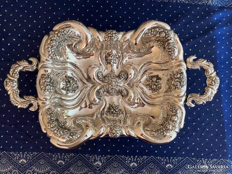 Antique Viennese silver Bidermeier centerpiece, offering, bowl with handle