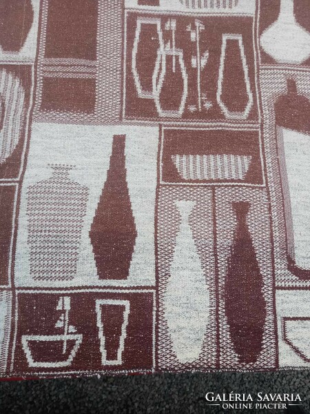 Retro mokett faliszőnyeg falikárpit Balaton, vizparti, palackos, kerámiás, vitorlás alakokkal