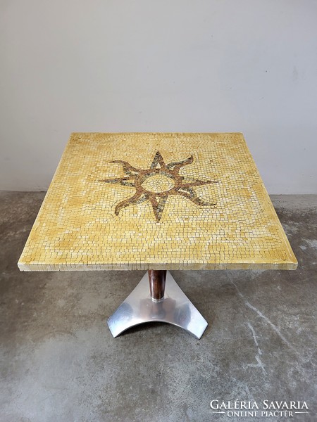 Mosaic table, dining table, sun motif