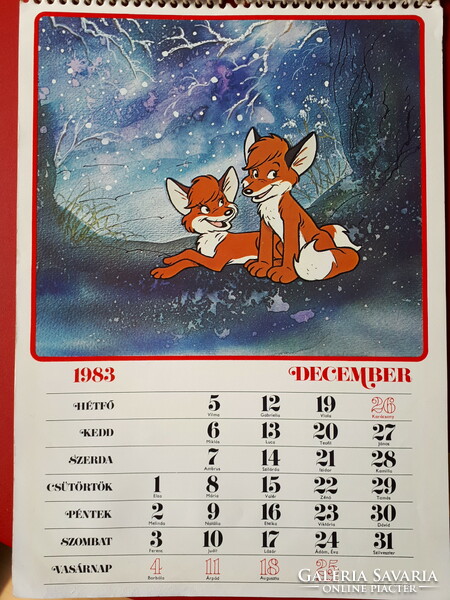 Vuk fairy tale calendar from 1983, rare and beautiful condition. On the back of the pages is the text of the messe.