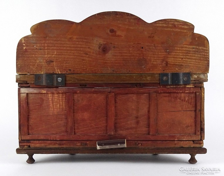 1R182 Antik asztalos mestermunka kisméretű intarziás tálaló szekrény 29 cm RENDKÍVÜL RITKA!