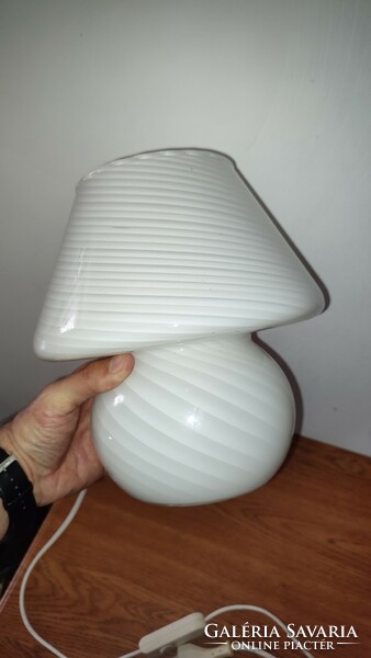 1970' 22.5Cm handmade murano venini Vetri style swirl screw mushroom glass table lamp vintage