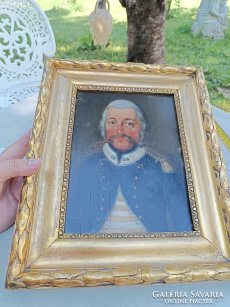 Antique noble portrait. 1790 Painted on wood around.