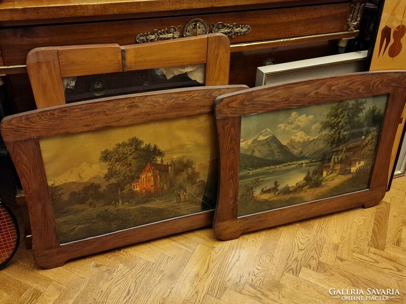 2 Beautiful art nouveau frames with old posters