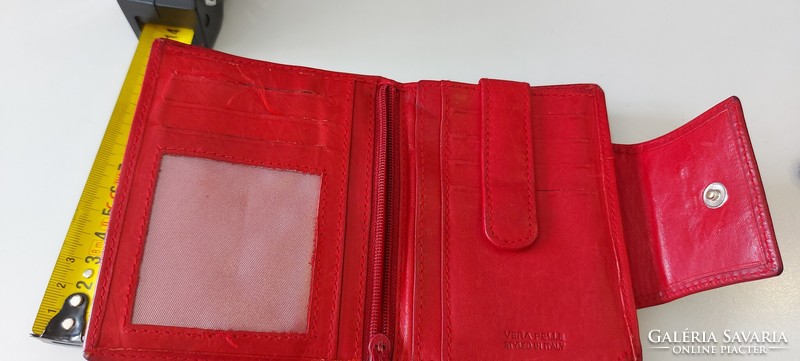 Piros, valódi bőr pénztárca