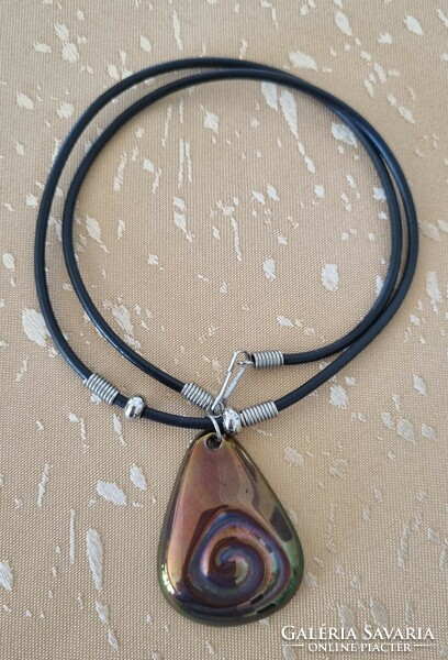 Original Zsolnay eosin snail pendant jewelry necklace
