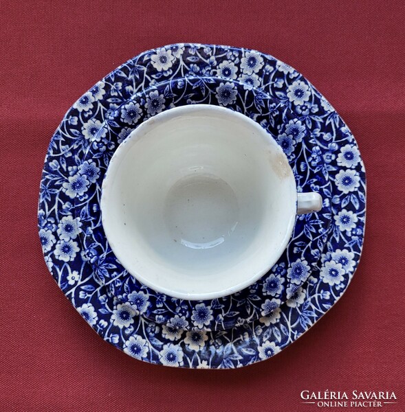 Calico BURLEIGH angol porcelán reggeliző szett csésze csészealj kistányér tányér kávés teás virág