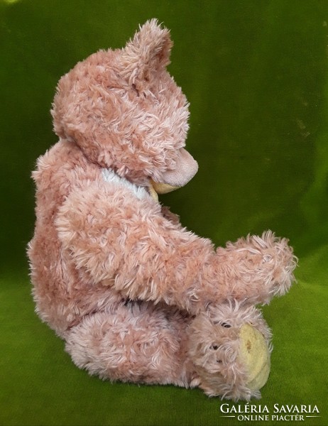 Pink steiff / teddy bear with pink fur, stuffed with straw