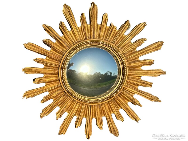 Rare! French sun mirror, sun-shaped panoramic mirror, vintage luxury design, 50s, 60s