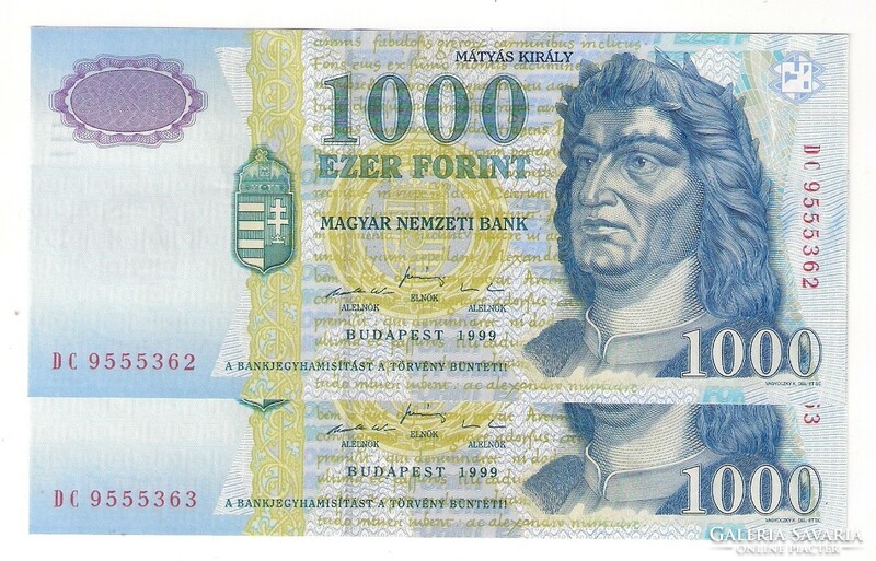 1999. 1000 forint DC  2x S.K. UNC
