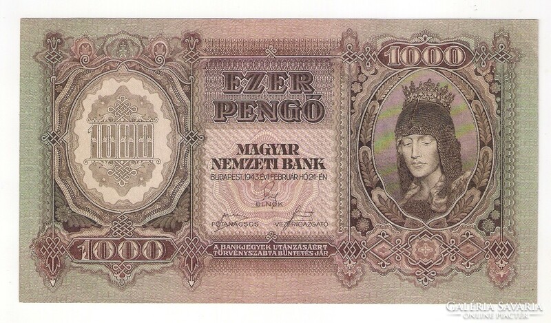 1943. 1000 pengő AUNC