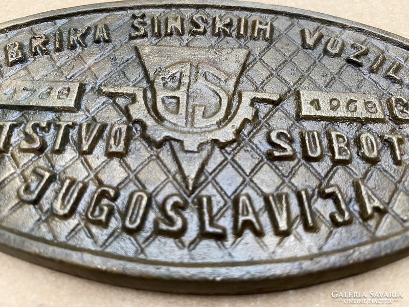 Yugoslavian cast metal railway sign