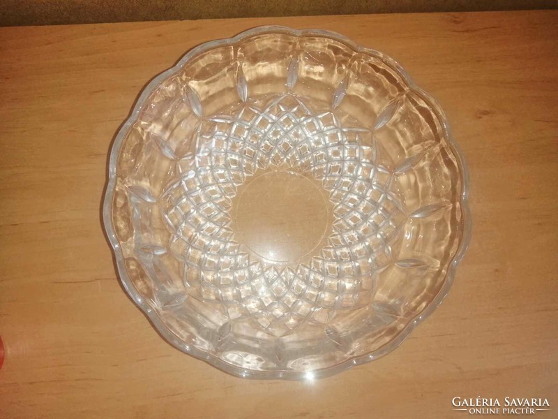 Üveg kínáló tál, asztalközép - átm. 23 cm (6p)