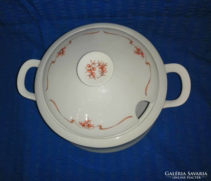 Alföldi porcelán csipkebogyó mintás levesestál (A16)