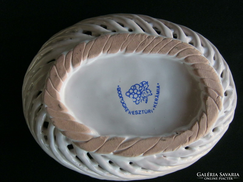 Bodrogkeresztúr ceramic bowl, small bowl with rose pattern, pink