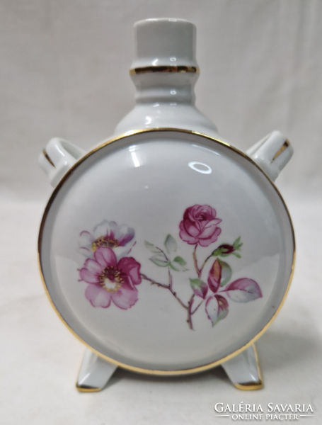 Régi Drasche porcelán kulacs gyönyörű virág mintával és aranyozással hibátlan állapotban 13,5 cm.