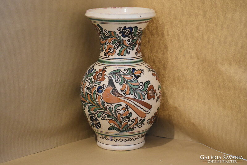 Korondi vase with colorful tulip pattern - 35 cm high, marked
