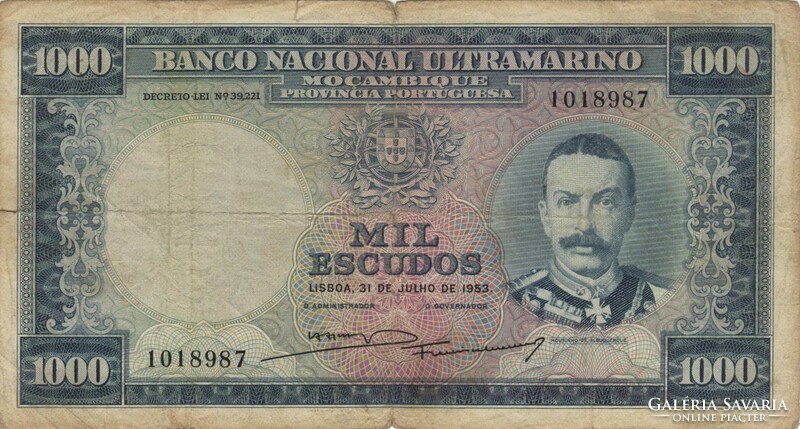 1000 escudo escudos 1953 Mozambik 1.