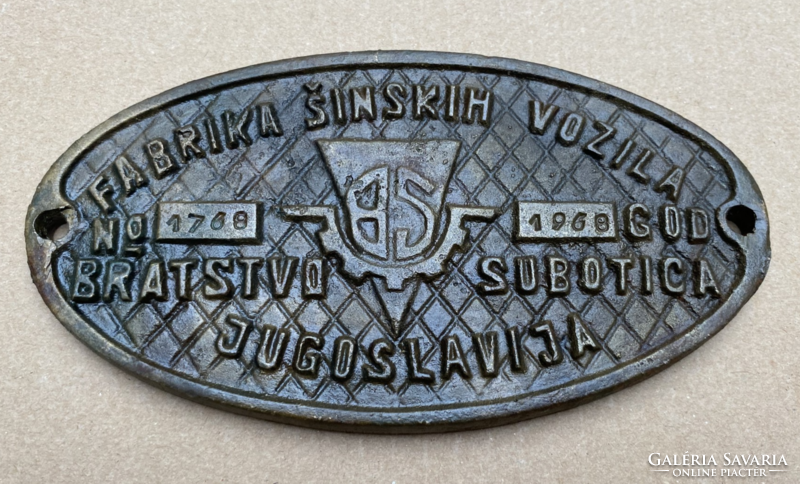 Jugoszláv öntött fém vasúti tábla