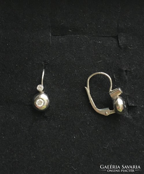 Button socket, rhodium-plated silver earring replica