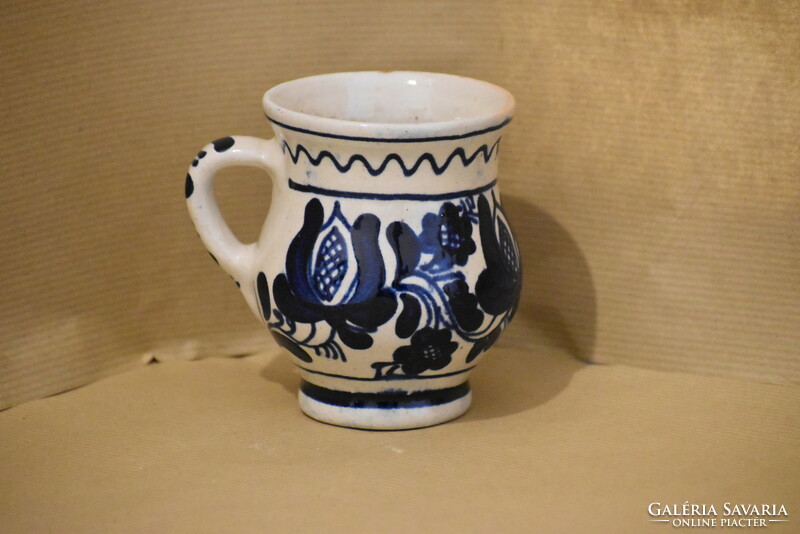 Korondi, blue tulip pattern mug - 9 cm high