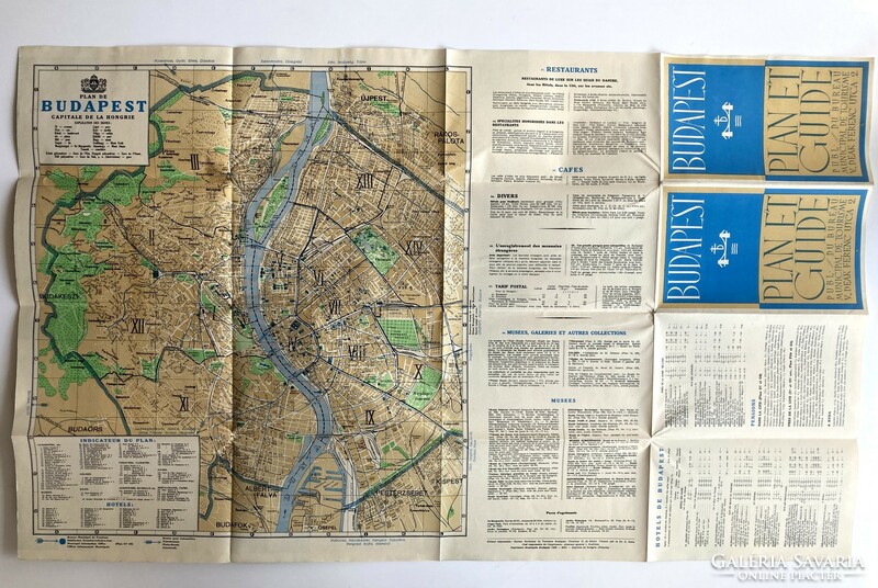Budapest tourist map and illustrated guide from 1938, in French