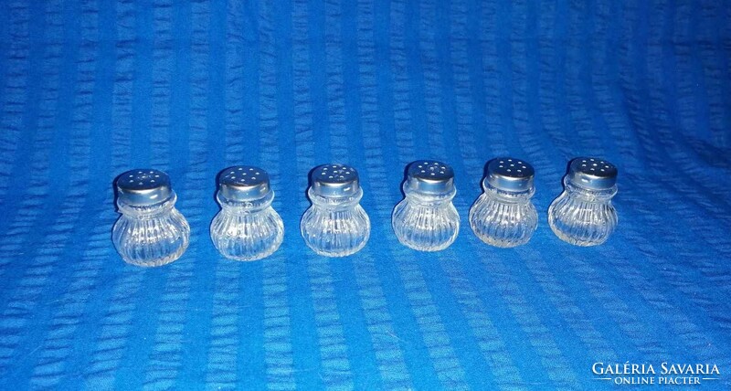 Glass salt shaker with metal lid 6 pieces for sale (a16)