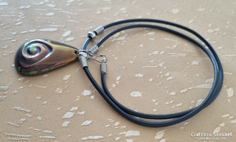 Original Zsolnay eosin snail pendant jewelry necklace