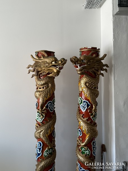 Pair of dragon pillars, old Chinese, shop, restaurant, shop decoration retro vintage chinese dragon pillar