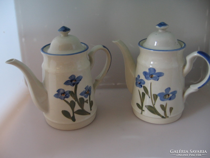 Retro kőporcelán kék virágos teás kanna