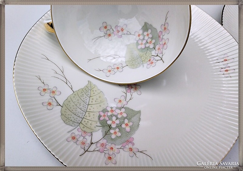 Spring flower pattern, quality German porcelain, 3-piece cup set