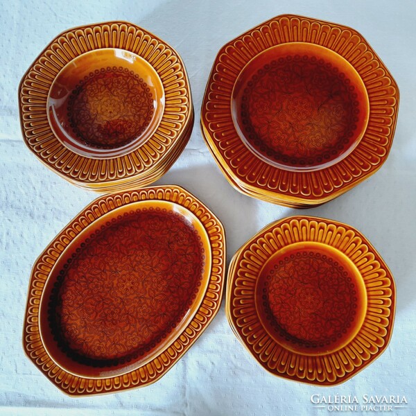 Spanish pontesa ceramic plate set, 3 x 8 + 1 in one