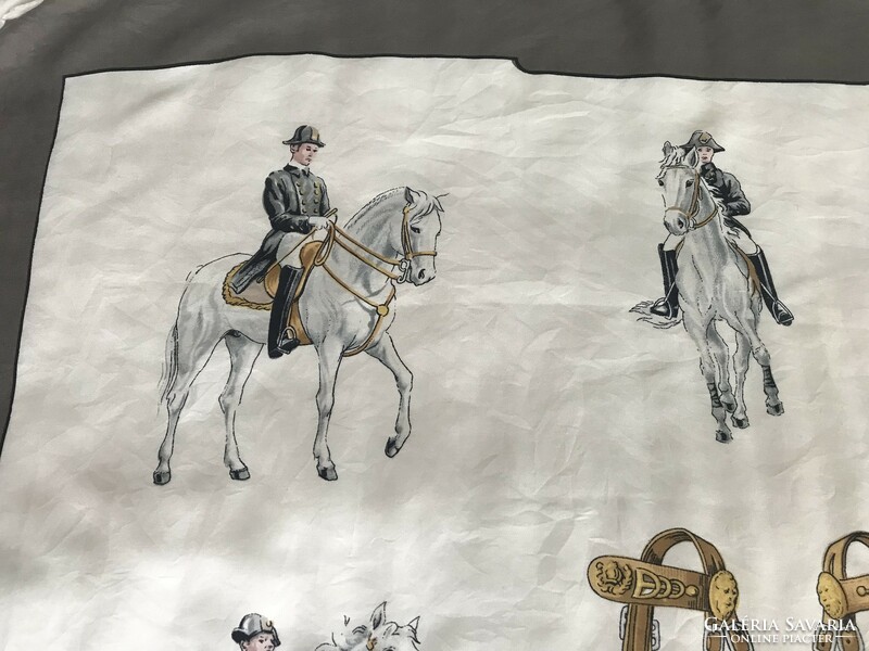 Austrian silk scarf with elements of the Spanish riding school, 77 x 77 cm